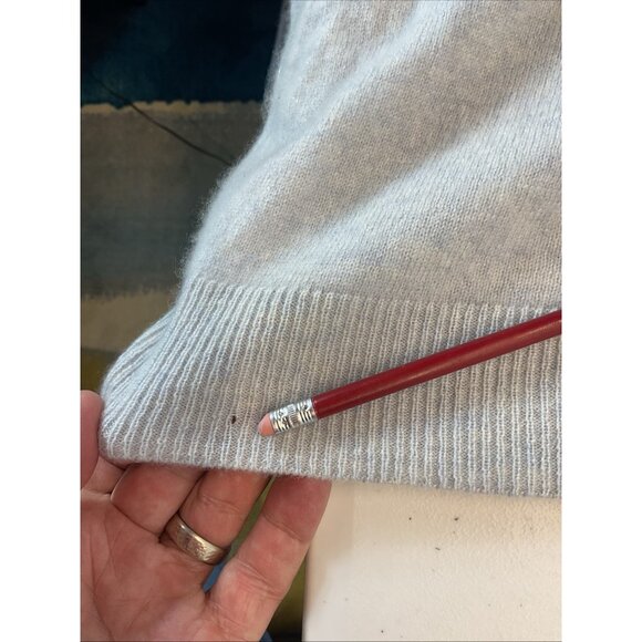 Naadam Women's light blue cold shoulder Cashmere Sweater mock neck - Picture 9 of 11